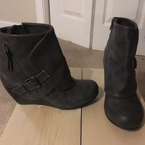 Gray blowfish wedge ankle boots size 9